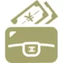 高級ブランド風の財布とお金のアイコン