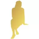 座る女性の画像